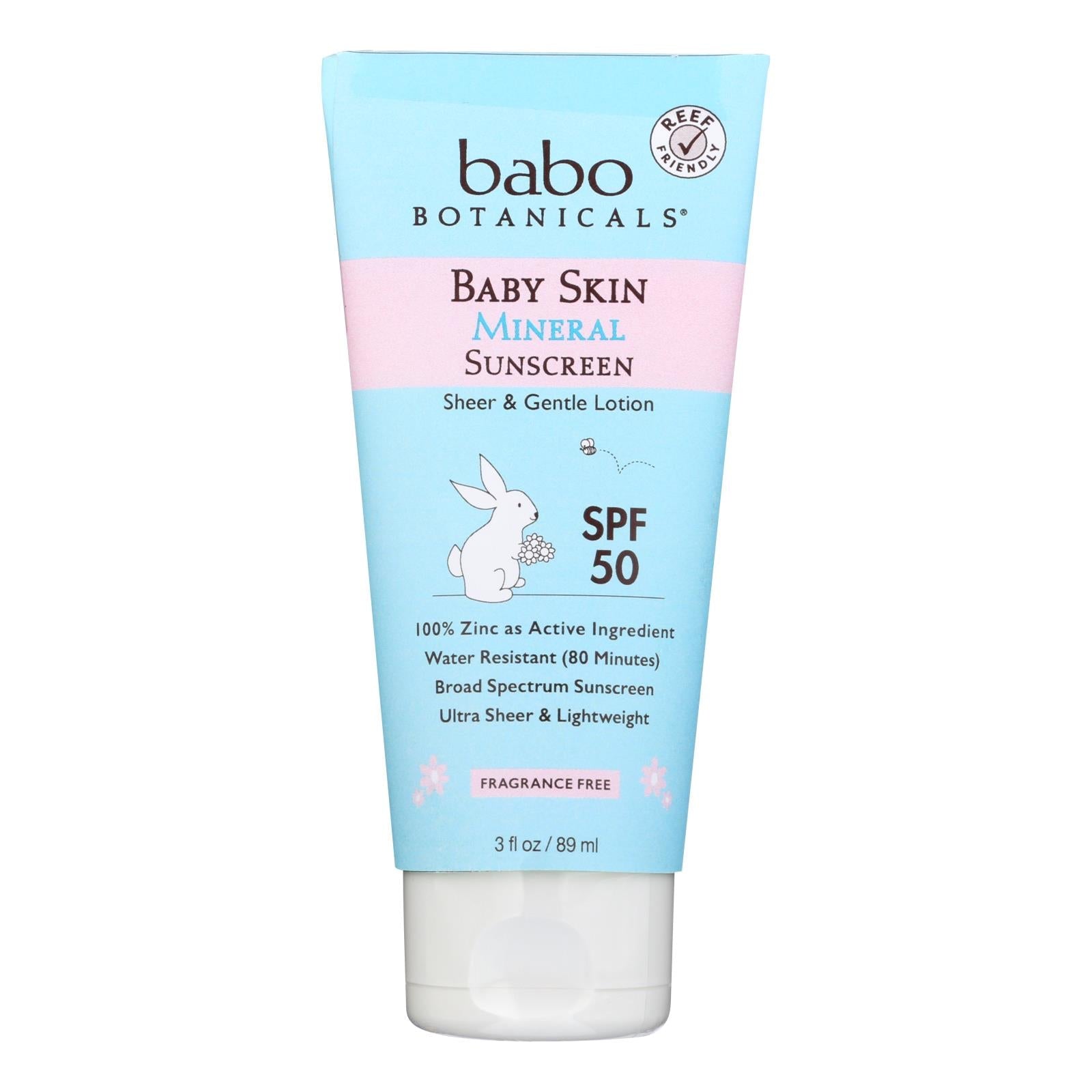 Babo Botanicals - Protector solar mineral para piel de bebé - FPS 50 - 3 oz.
