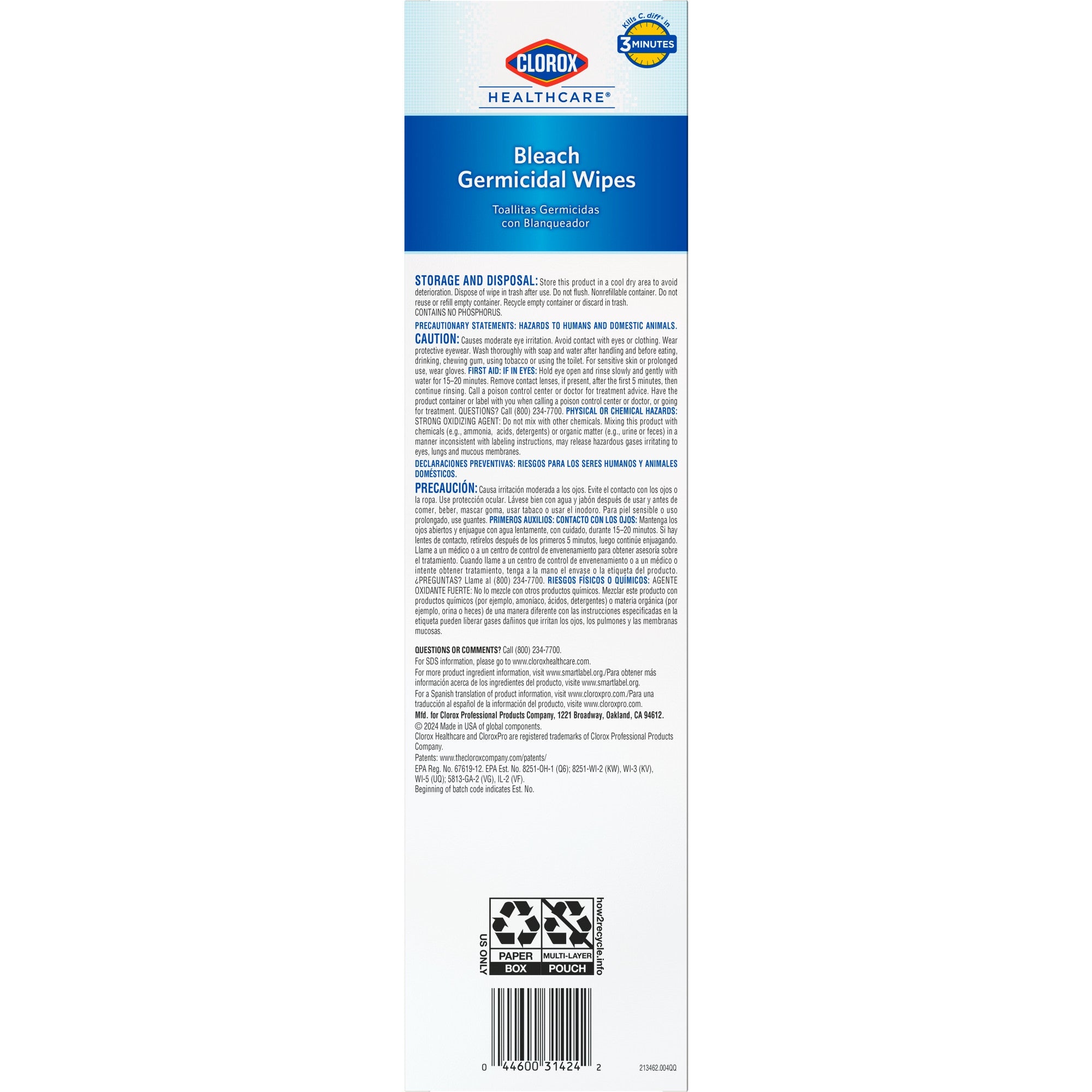 Clorox Healthcare Surface Disinfectant Premoistened Germicidal Manual Pull Wipe 50 Count Individual Packet Fruity Floral Bleach Scent NonSterile | 6CT/Case