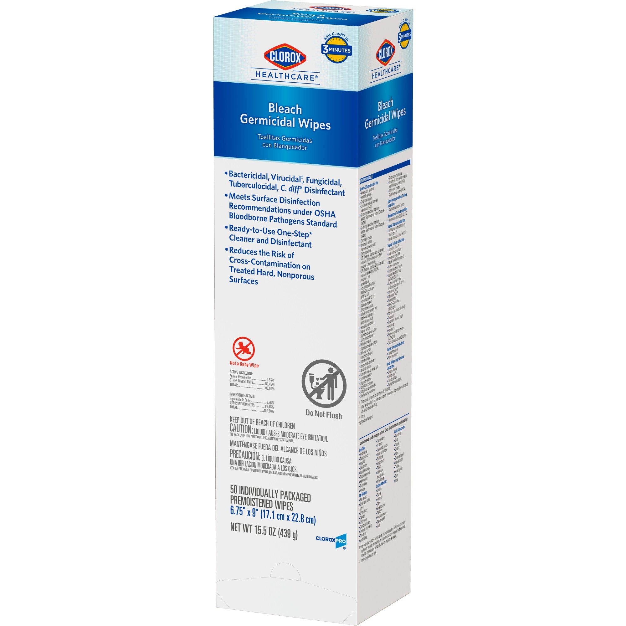 Clorox Healthcare Surface Disinfectant Premoistened Germicidal Manual Pull Wipe 50 Count Individual Packet Fruity Floral Bleach Scent NonSterile | 6CT/Case