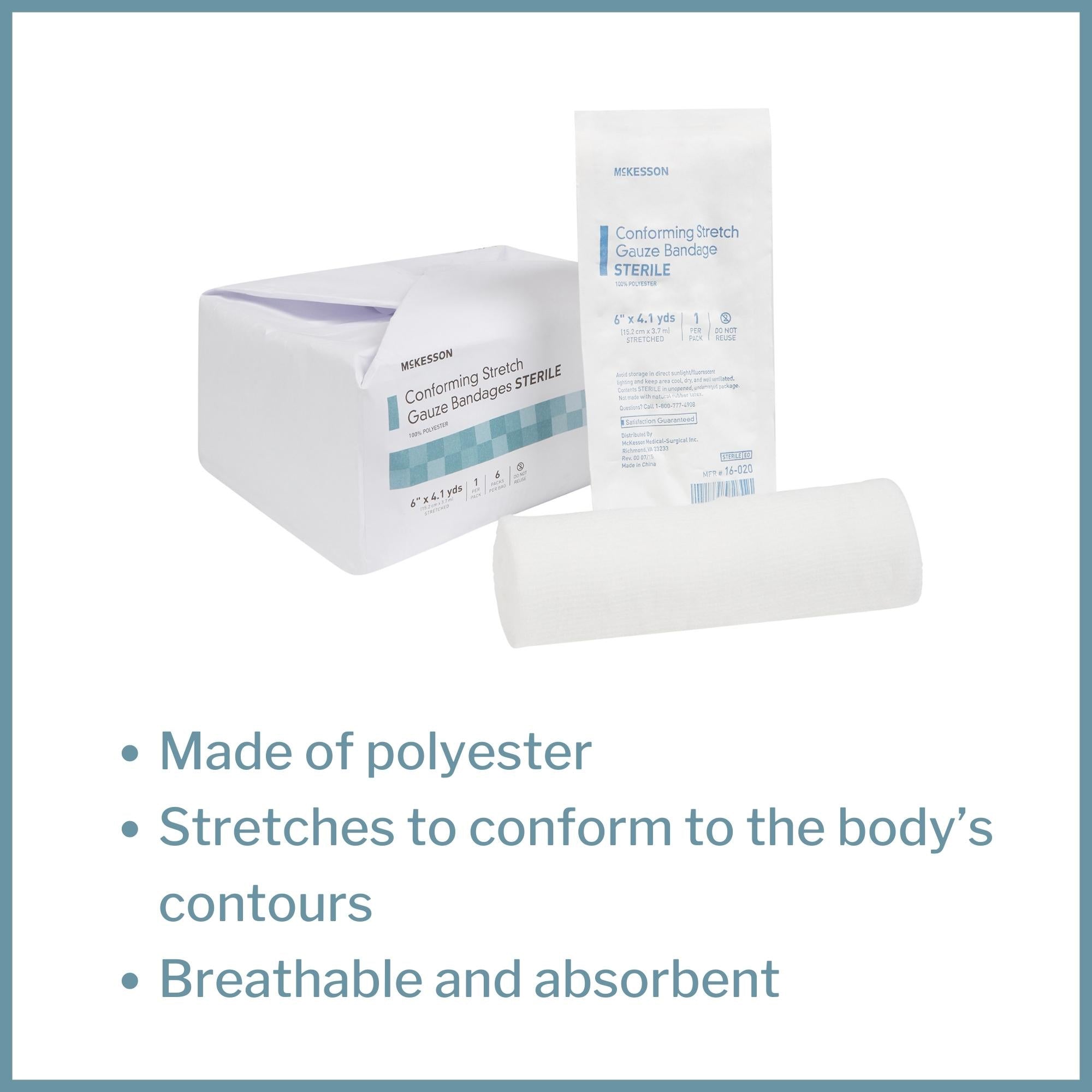 Conforming Bandage McKesson 6 Inch X 4-1/10 Yard Sterile 1 per Pack, Packaging Type- Case