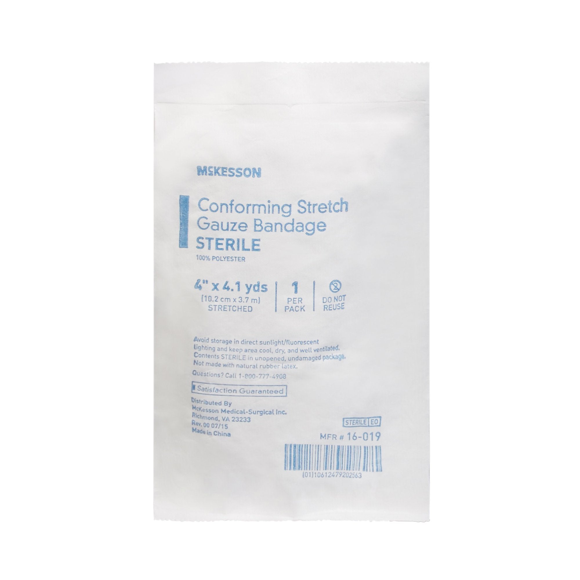 Conforming Bandage McKesson 4 Inch X 4-1/10 Yard Sterile 1 per Pack, Packaging Type- Case
