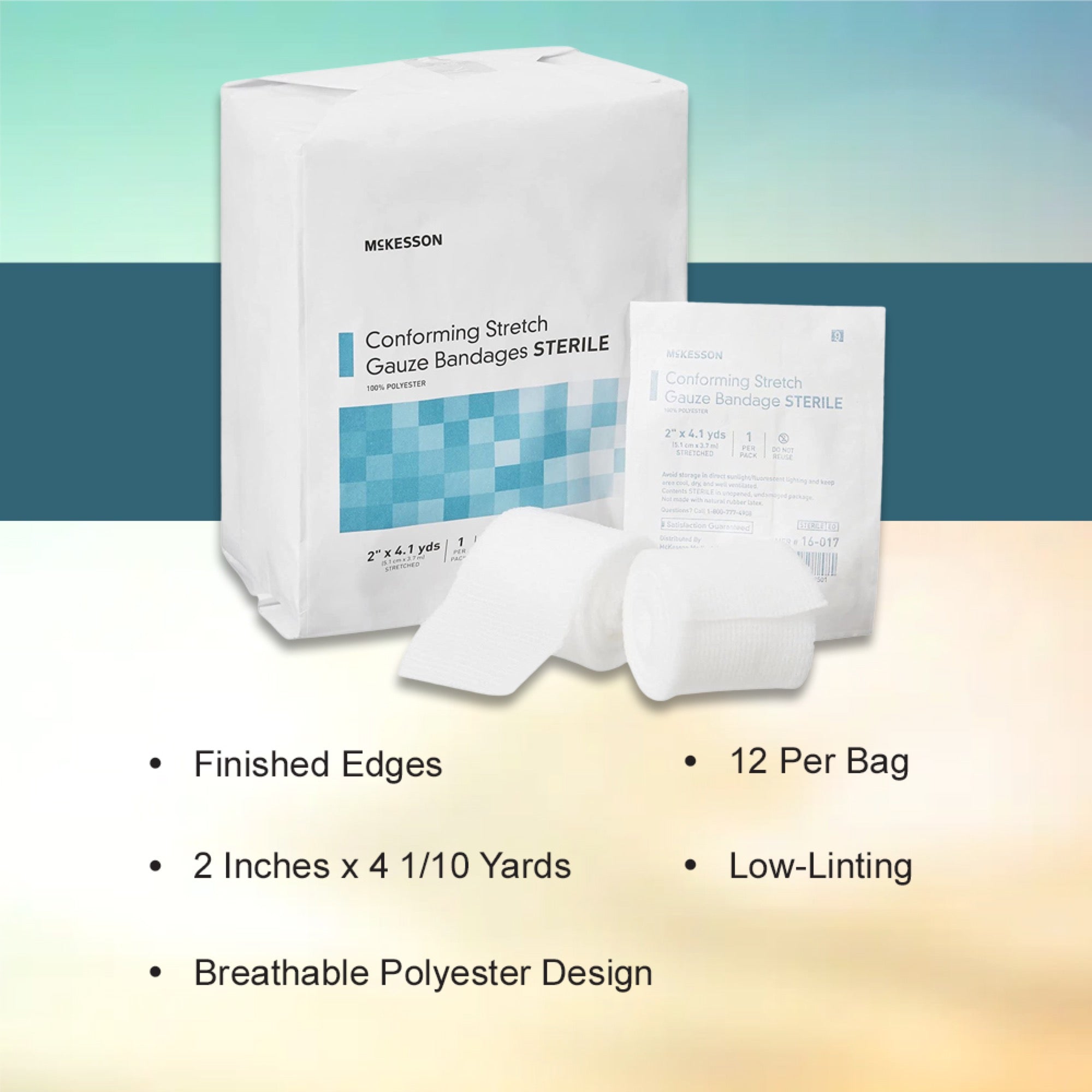 Conforming Bandage McKesson 2 Inch X 4-1/10 Yard Sterile 1 per Pack, Packaging Type- Case