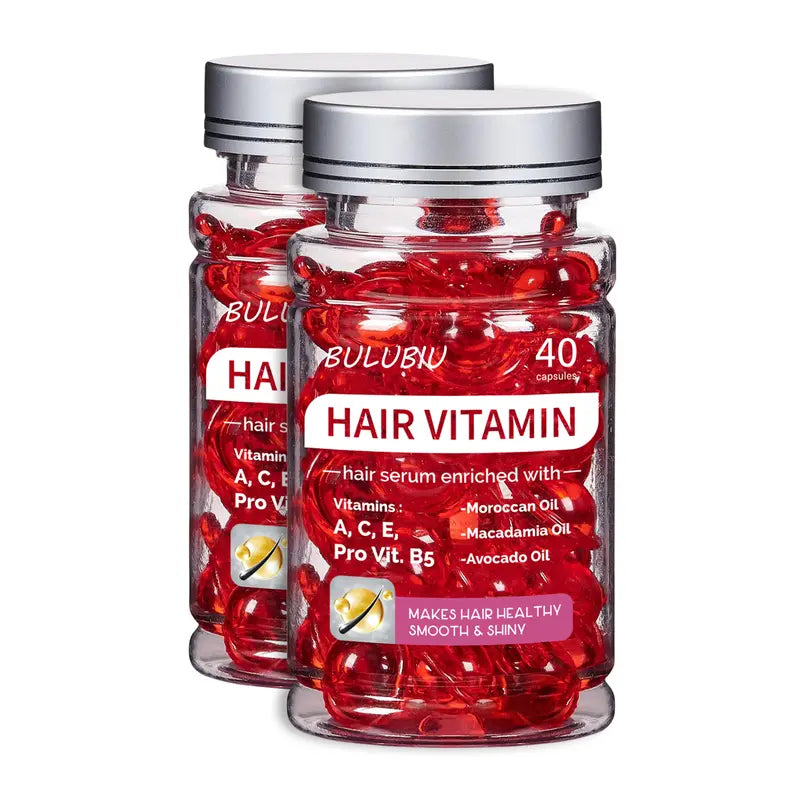 BULUBIU Hair Vitamin Conditioningserum  Leave In Formula with Argan,Macadamia and Avocado Oils Enriched with Vitamins A, C, E, Pro Vit,B5  Women'S and Men'S Deepconditioning Conditioner, Capsule, 40Capsules Hair Treat Hair Treatmentserum