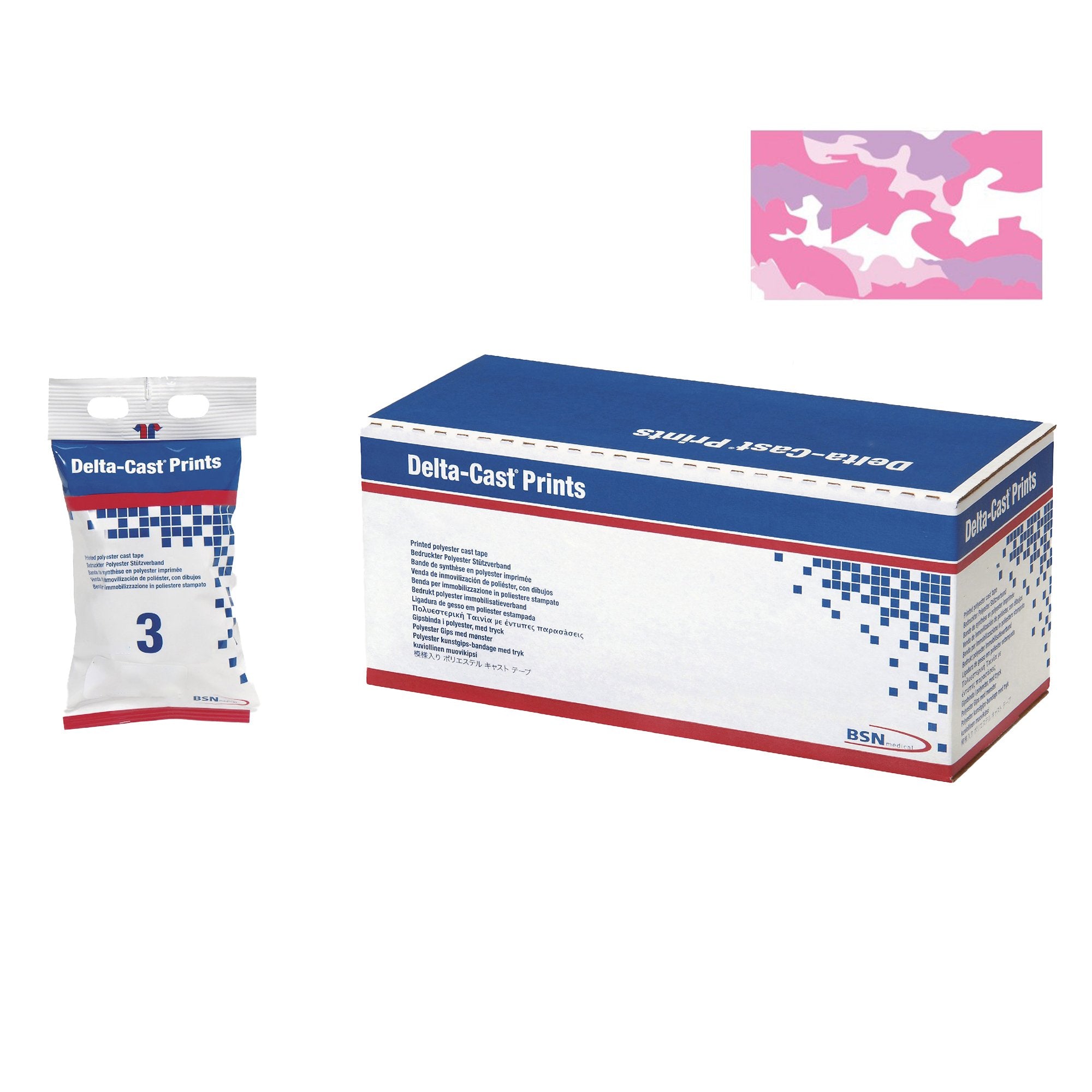 Cast Tape Delta-Cast Prints 3 Inch X 12 Foot Polyester Pink Camouflage