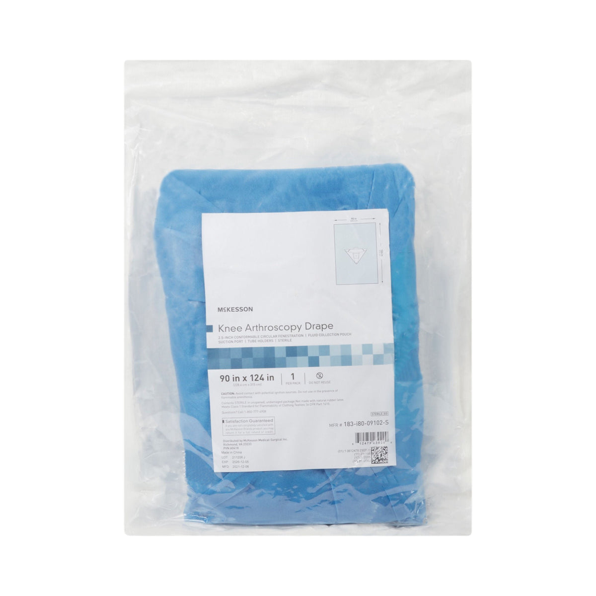 McKesson Arthroscopic Knee Drape – Blue Sterile SMS Fabric, 90 W x 124 L in, Fenestrated with Fluid Pouch & Suction Port, Latex-Free (Case of 11) Default Title