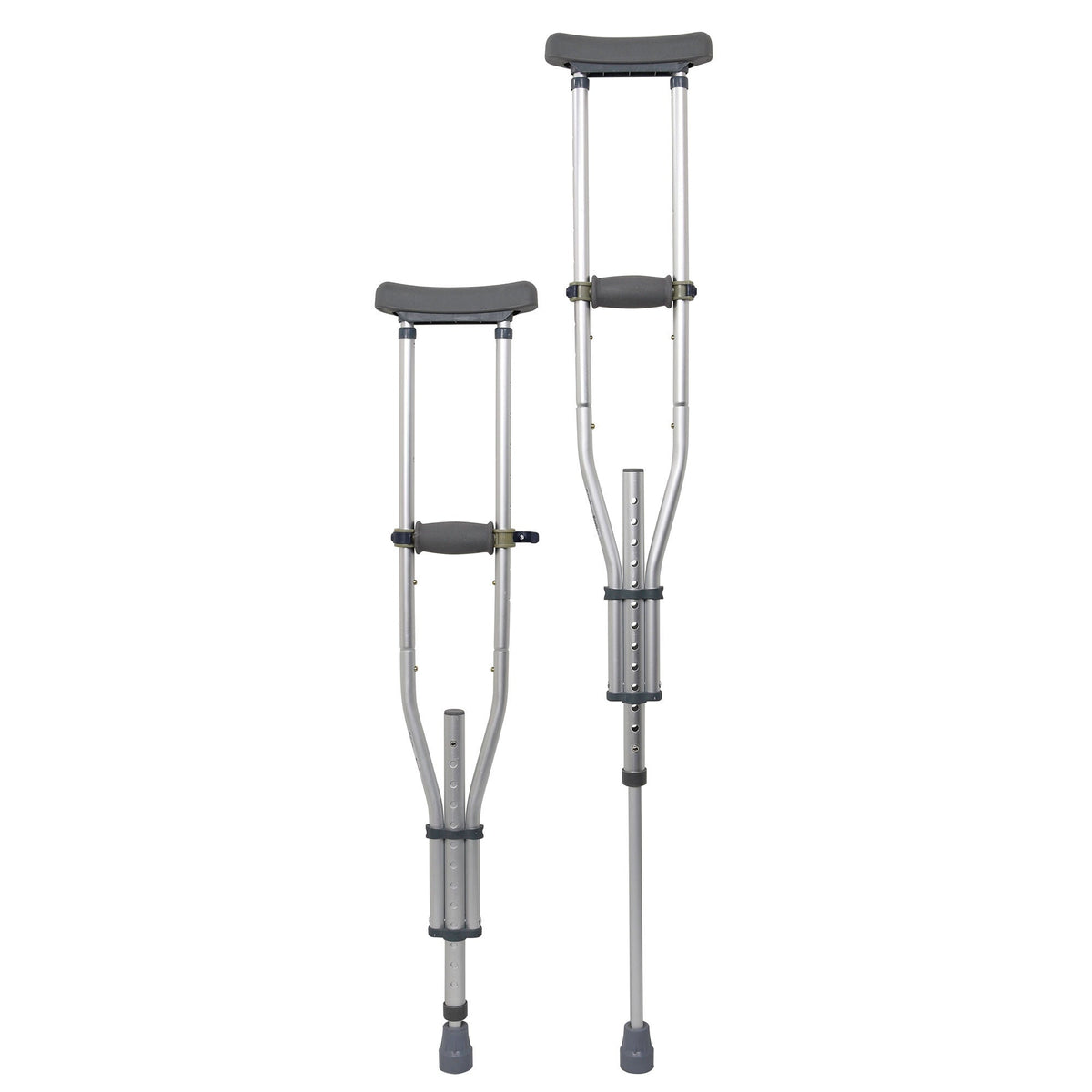 Underarm Crutches McKesson Youth / Adult / Tall Adult 4 Foot 6 Inch to 6 Foot 6 Inch User Height Aluminum Frame 300 lbs. Weight Capacity Case of 8