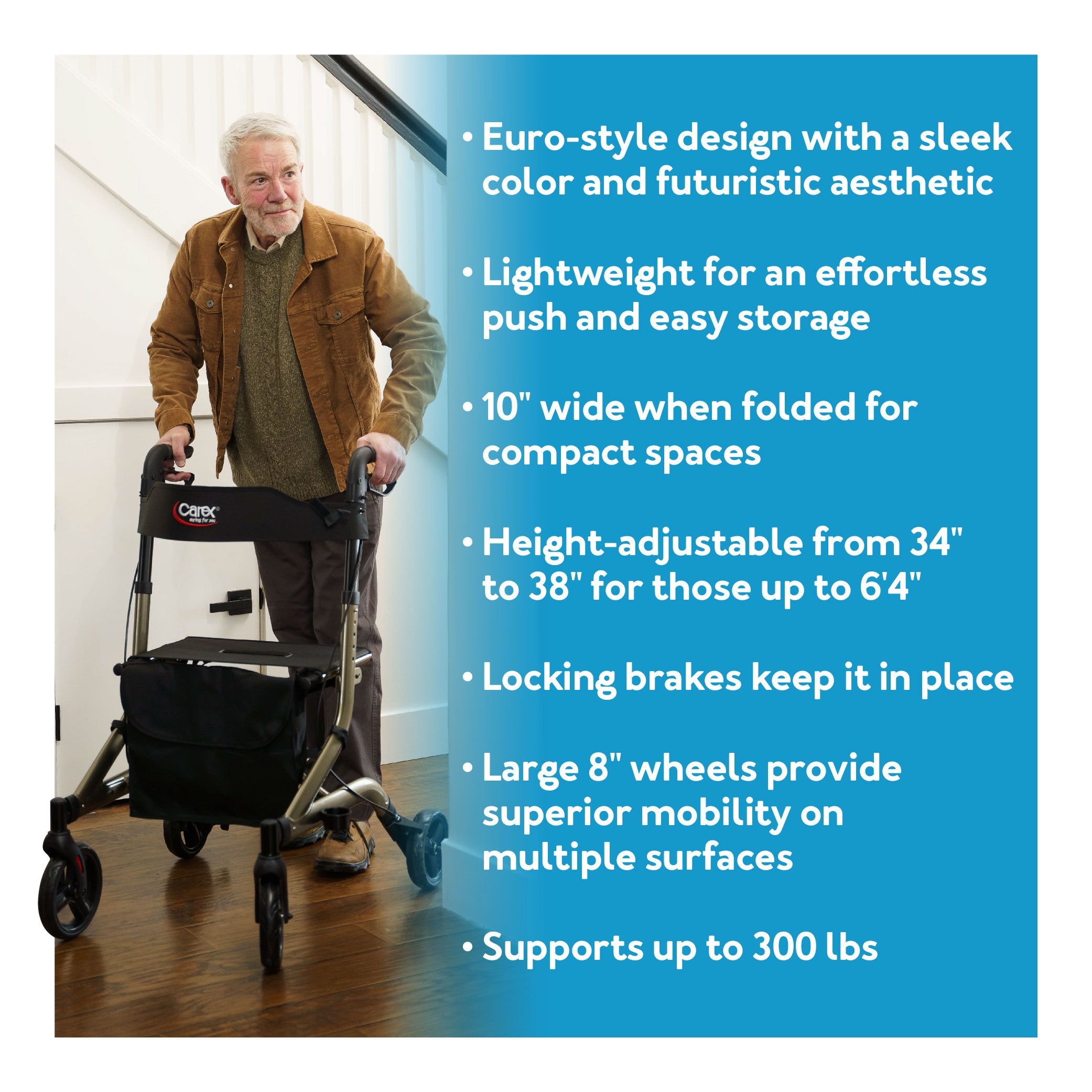 crosstour rolling walker rollator by carex