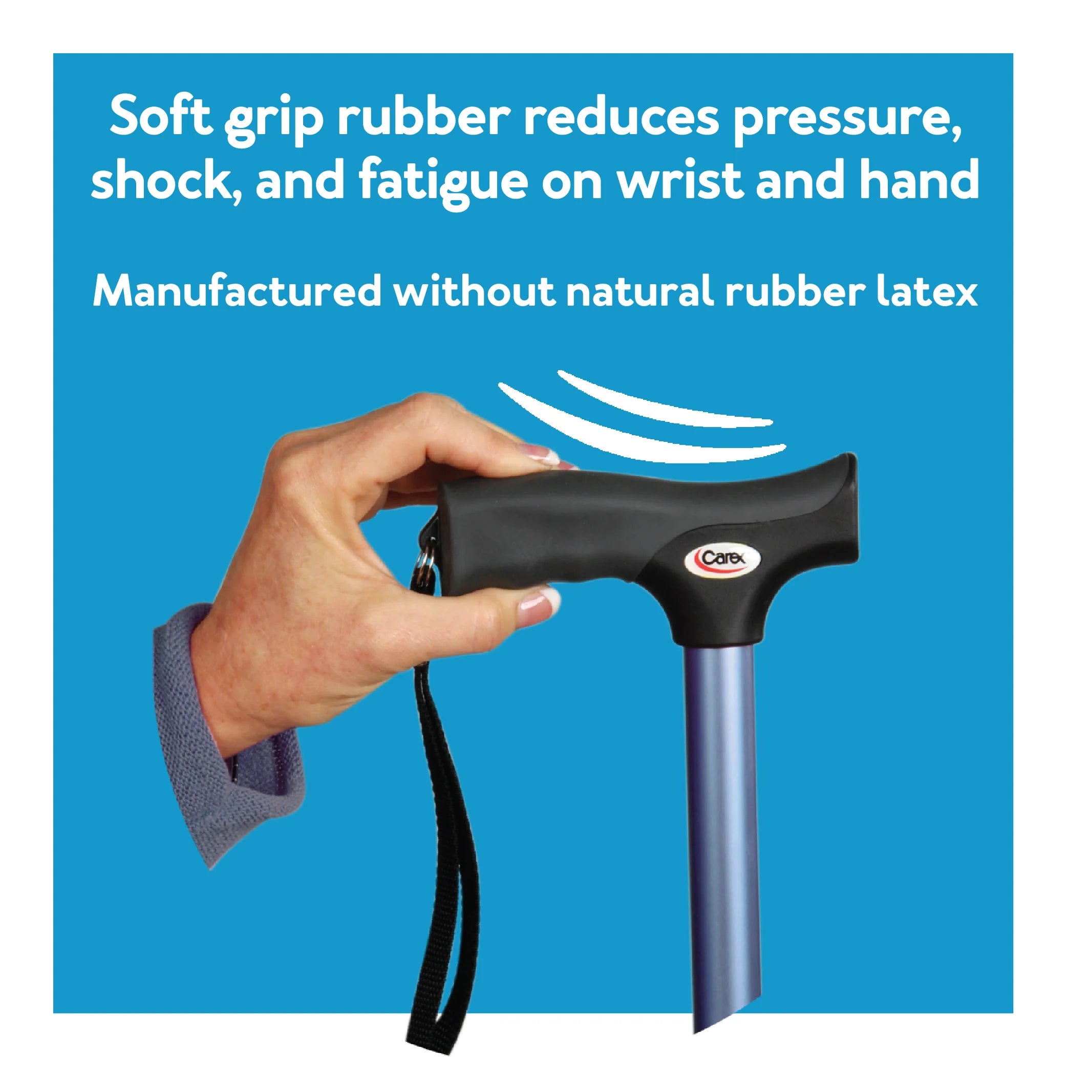 Carex Soft Grip Derby Cane - Designer Blue