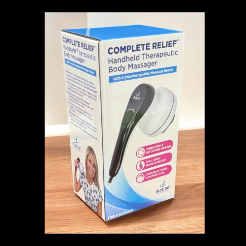 Blue Jay Complete Relief Handheld Corded Massager - Powerful, Portable Pain Relief for Tension & Muscle Aches, Ideal for Home or Travel Use.