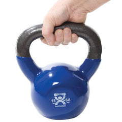 Kettlebell Vinyl Coated Weight Blue 15lb 9 Diameter