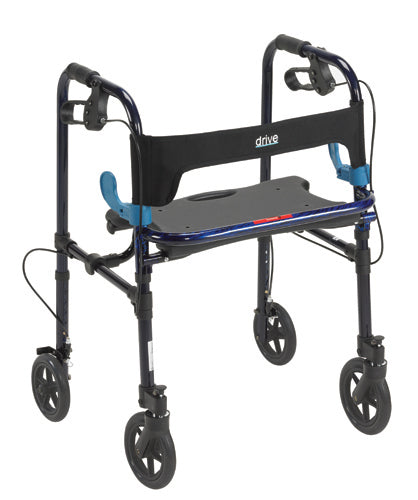 Drive Medical Aluminium Rollator For Seniors and Elders, Wheel size 8 inch With Height Adjustable 29.5 to 33.5 inch,Weight Capacity 300lbs,Cobalt Blue Color, 1074D