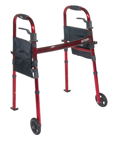 Andador de viaje plegable de lujo Drive Medical, color rojo