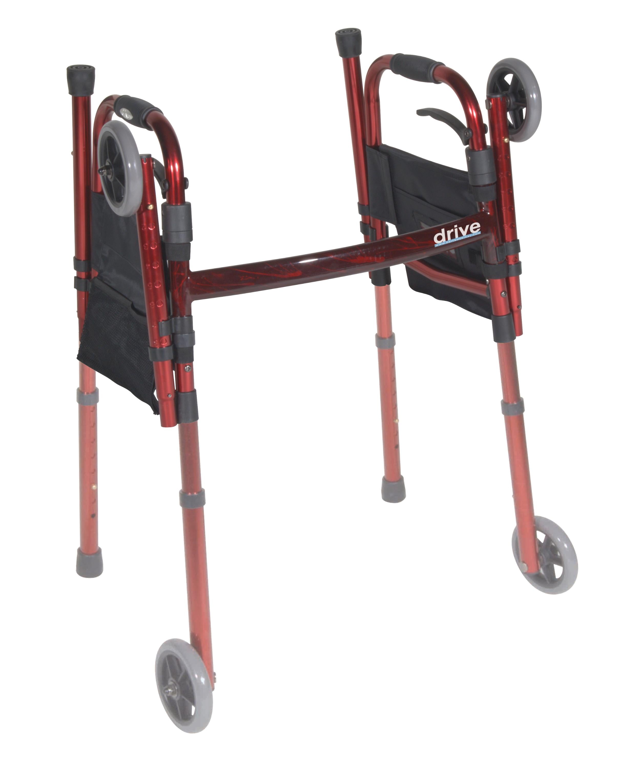 deluxe folding travel walker red