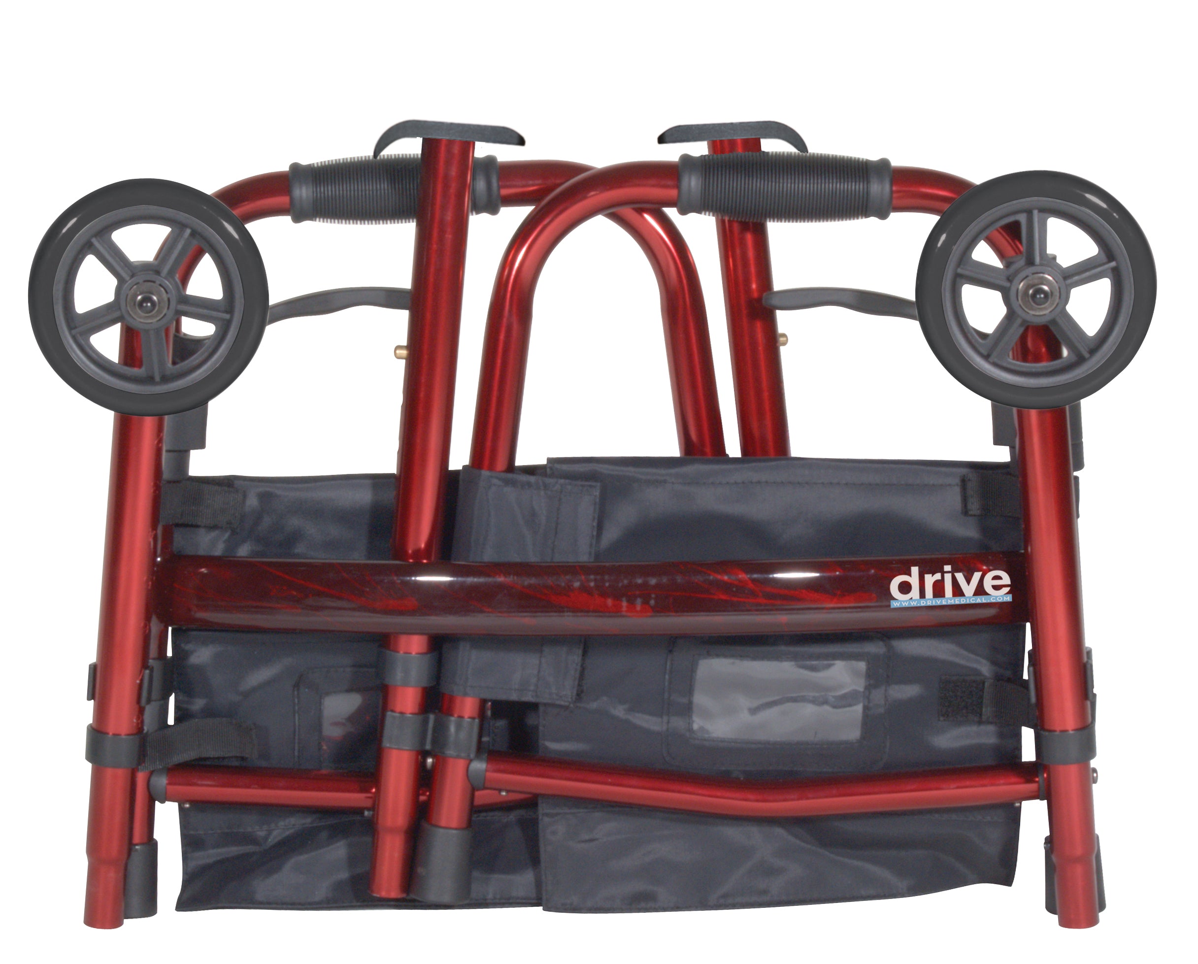 Andador de viaje plegable de lujo Drive Medical, color rojo
