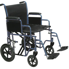 Drive Medical Bariatric Blue Wheelchair with Removable, reversible desk-length arms and Swing-away footrests