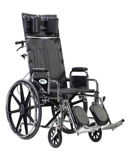 Full Reclining Wheelchair with removable Desk Arms and swing-away elevating legrests ,8" front Wheels ,450 lbs Weight Capacity ,10966P
