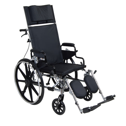 Drive Medical Viper GT Reclining Flip Wheelchair with Flip Back Rem Desk Arm and Swing-away Elevating Leg Rests ,24" composite Wheels ,300 lbs Weight Capacity ,17x18x17 inches ,10972E
