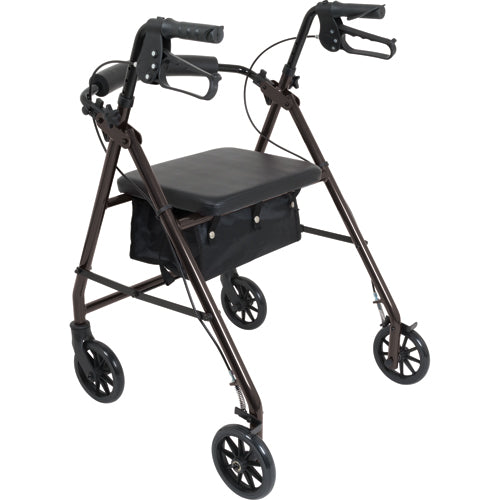 Drive Medical Aluminium Rollator For Seniors and Elders, Wheel size 6 inch With Handle Height 31.5 - 35.5 inch, Weight Capacity 300lbs Black Color , Foldable, 11037B