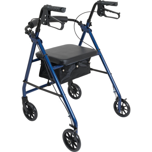 Drive Medical Aluminium Rollator For Seniors and Elders, Wheel size 7.5 inch With height of the handles from 31.5 to 35.5 inches, Weight Capacity 300lbs Blue Color ,Foldable, 11037C