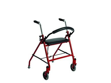 Andador plegable Drive Medical para personas mayores, con ruedas de 15 pulgadas de altura ajustable, capacidad de peso de 300 lb, color rojo, plegable, 1239RD