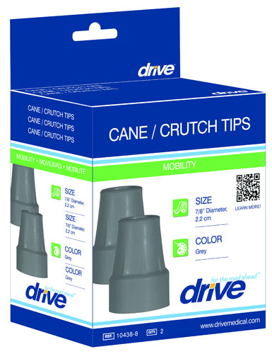 Crutch Tips Retail (pr) Grey Fits Cane/crutch(7/8 Diam)h/d   All Care Store