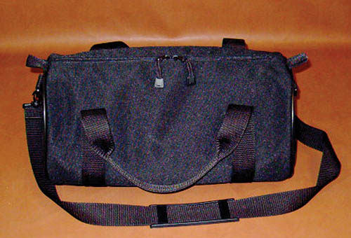 Bolsa Medi-tote de poliéster negra, 16 x 9 x 9