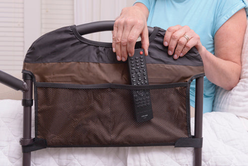 bed rail with organizer