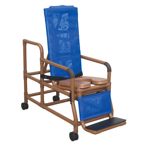 Shower Chair  Reclining  Tilt-n-space  Wood Tone W/pail