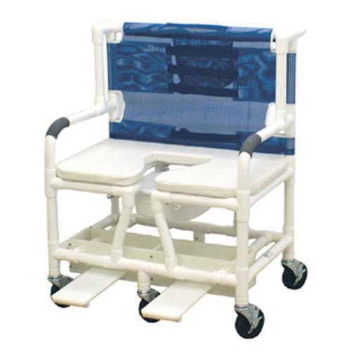 Shower Commode Chair Bari Pvc W/dlx Elong Open Soft Seat