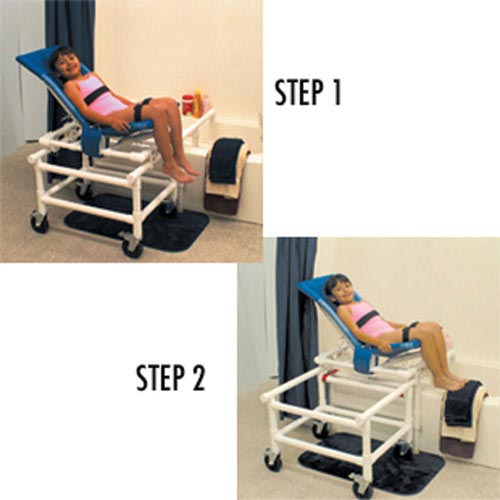 Dual Shower/transfer Chair Pvc Articulating W/one-step Lo