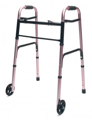 Lumex Aluminum Lightweight Folding Walker Weight Support-300lbs, Wheel Size-5inch, Width-24.5Inch, 716270PK2