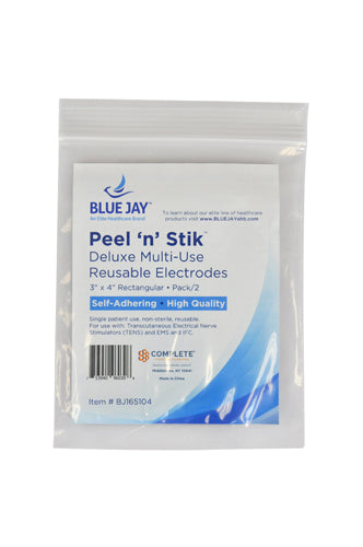Reusable Electrodes  Pack/2 3 X4 Rectangle  Blue Jay Brand   All Care Store