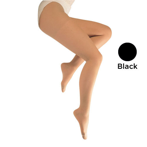 Ladies' Sheer Moderate Medium 15-20mmhg Panty Hose Black