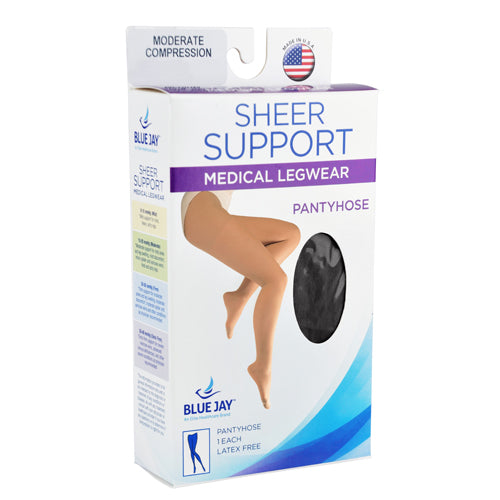Ladies' Sheer Moderate Medium 15-20mmhg Panty Hose Black