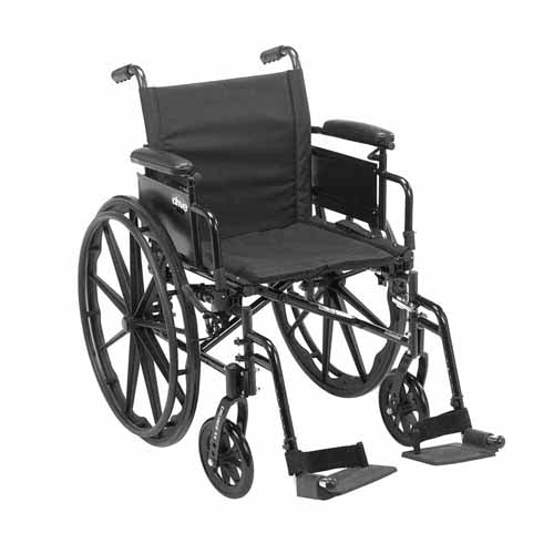 Drive Medical Cruiser X4 Wheelchair with Adj Flip-back Desk Arms and swing-away footrests or elevating leg rests ,8" front Wheels ,300 lbs Weight Capacity ,16"(W) x 16" - 18"(D) ,CX418ADDAELR
