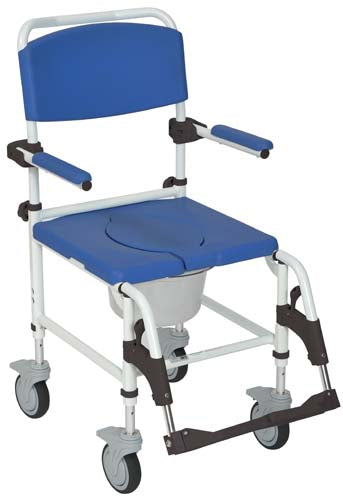Shower / Commode Rehab Chair Aluminum  W/locking Rear Cstrs