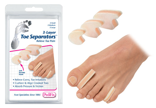 3-layer Toe Separators Pk/6 2-sm 2-md 2-lg