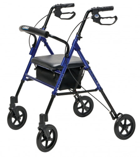 Lumex Rollator For Seniors and Elders, Wheel size 8 inch With Height to be adjusted from 19.5" to 22.5", Weight Capacity 300lbs,Blue Color, Foldable , RJ4718B