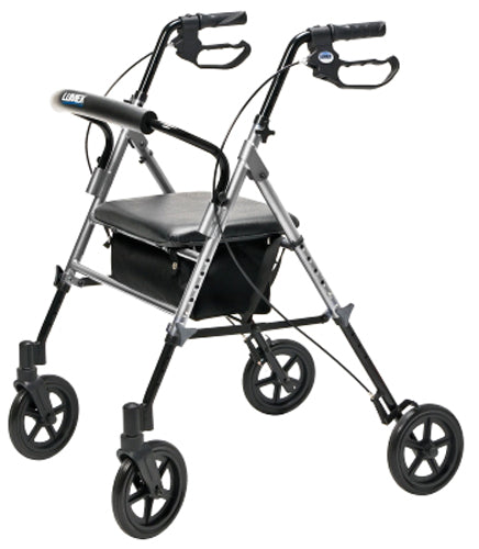 Lumex Rollator For Seniors and Elders, Wheel size 8 inch ,With Height Adjustable 19.5 to 23.5 inch, Weight Capacity 300lbs Silver Color ,Foldable, RJ4718S