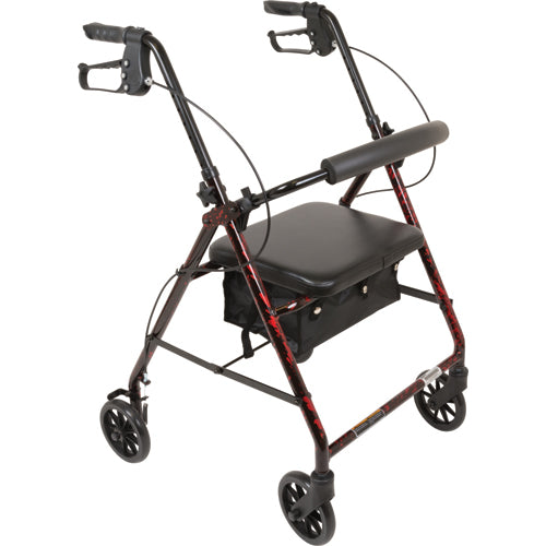 ProBasics Deluxe Aluminium Rollator For Seniors and Elders, Wheel size 8inch With Height Adjustable,Weight Capacity 300lbs,Burgundy Flame Color, RLA8BGF