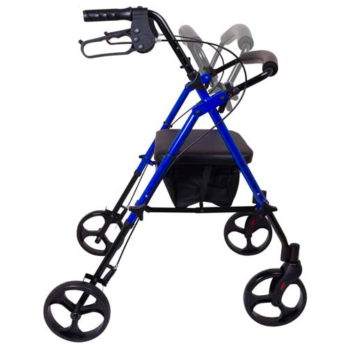 Andador con ruedas ProBasics de aluminio con altura ajustable - Ruedas de 20 cm - Asiento cómodo, frenos bloqueables, almacenamiento práctico - Ayuda de movilidad para personas mayores, personas con discapacidad y recuperación posoperatoria - Azul
