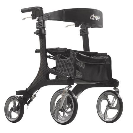 Drive Medical Carbon Fibre Rollator For Seniors and Elders, Wheel size With Handle Height 33.25 - 38.2 inch, Weight Capacity 300lbs,Black Color, Foldable , RTL10266CF