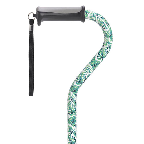 Offset Cane With Gel Grip Green Leaves   All Care Store