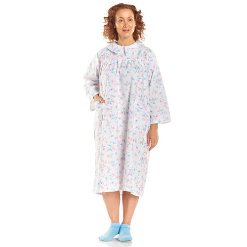 Flannelette Patient Gown Women Small-medium Pink/blue Floral