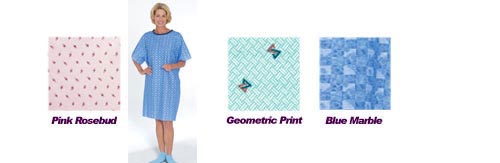 Tie-back Adult Gown Blue Marble Print - All Care Store
