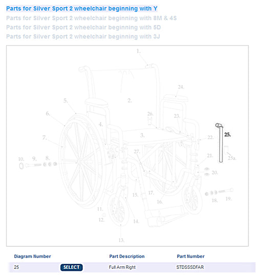 Drive Medical Full Arm Assembly For Drive Silver Sport Right 1ea