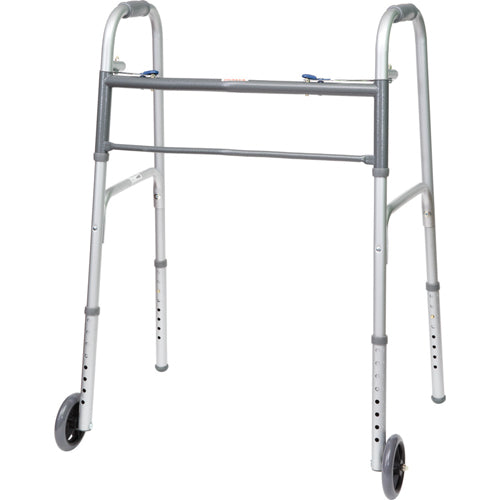 Andador bariátrico ProBasics de 2 botones, de aluminio, ligero y plegable, con capacidad de peso de 227 kg (500 lb), ruedas de 12,7 cm (5 pulgadas), WKABW2B