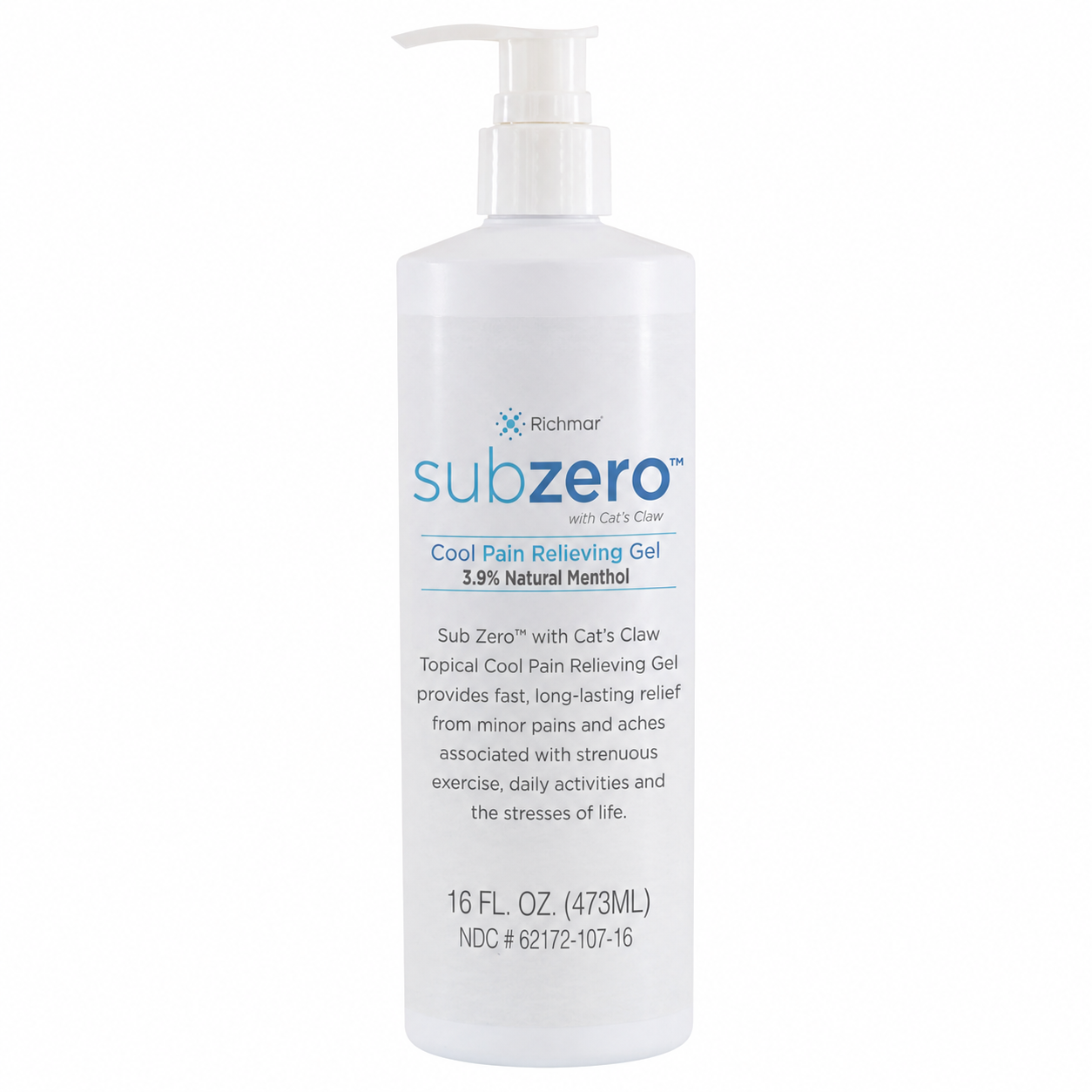 Sub Zero Cool Pain Relieving Gel, 16 oz. with Pump