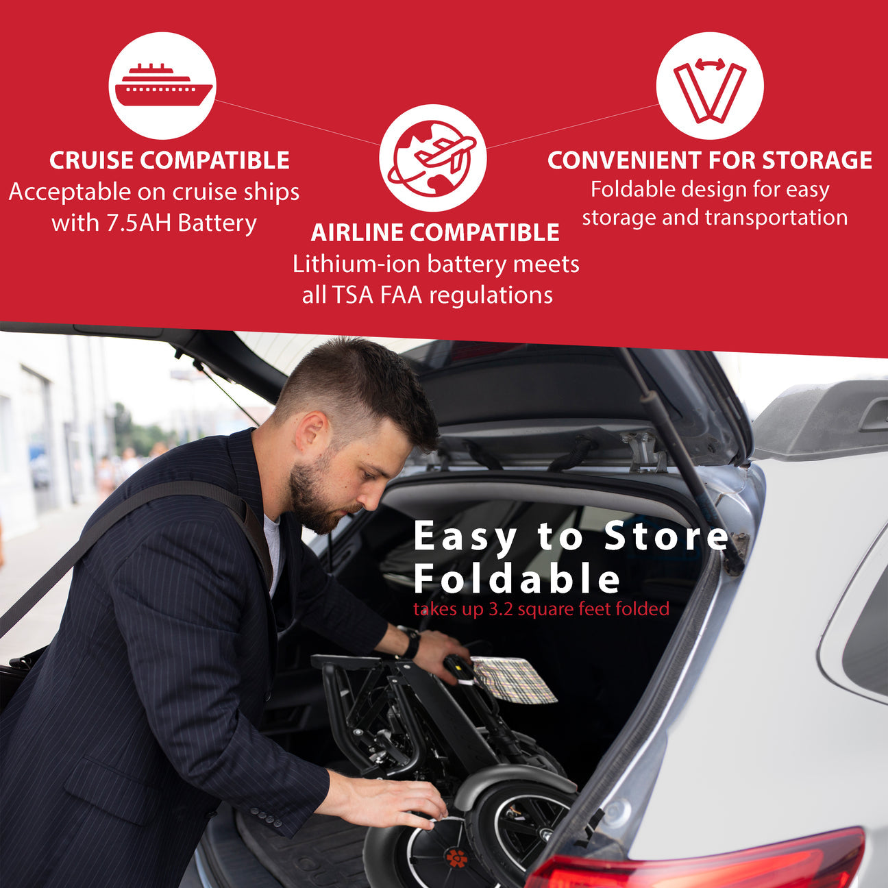 dragon mobile lightweight foldable 4 wheels mobility scooter with double seat