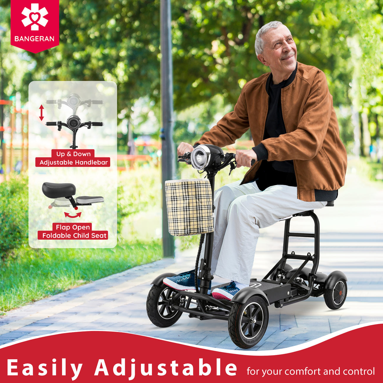 Dragon Mobile - Lightweight Foldable 4 Wheels Mobility Scooter with Double Seat